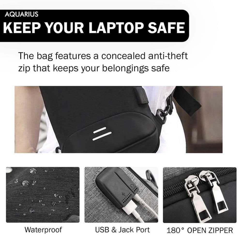 image-Mens Womens Kids Waterproof USB Laptop, Travel, School Backpack, Anti-Theft Zip