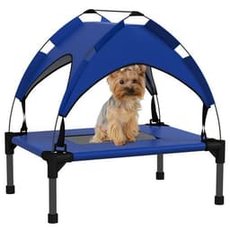 image-PawHut Cooling Raised Dog Bed w/ Breathable Mesh, for Mini, S Dogs - Dark Blue