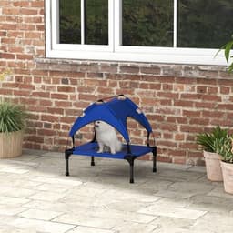 image-PawHut Cooling Raised Dog Bed w/ Breathable Mesh, for Mini, S Dogs - Dark Blue