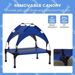 image-PawHut Cooling Raised Dog Bed w/ Breathable Mesh, for Mini, S Dogs - Dark Blue
