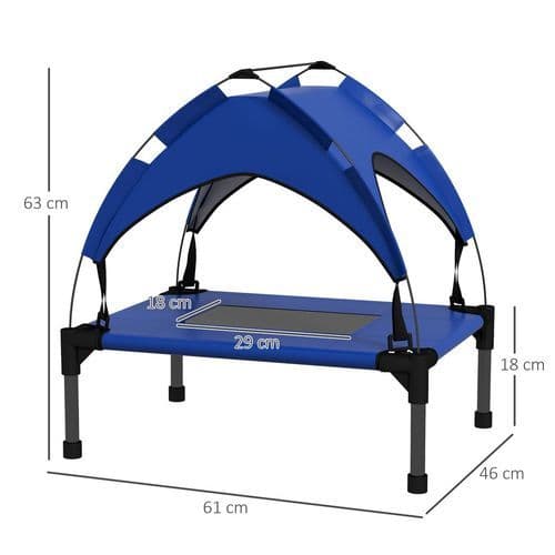 image-PawHut Cooling Raised Dog Bed w/ Breathable Mesh, for Mini, S Dogs - Dark Blue