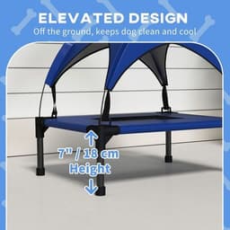 image-PawHut Cooling Raised Dog Bed w/ Breathable Mesh, for Mini, S Dogs - Dark Blue
