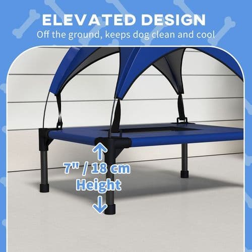 image-PawHut Cooling Raised Dog Bed w/ Breathable Mesh, for Mini, S Dogs - Dark Blue
