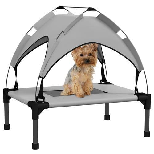 image-PawHut Cooling Raised Dog Bed w/ Breathable Mesh, for Mini, S Dogs - Dark Blue