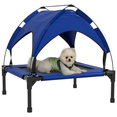 image-PawHut Cooling Raised Dog Bed w/ Breathable Mesh, for Mini, S Dogs - Dark Blue