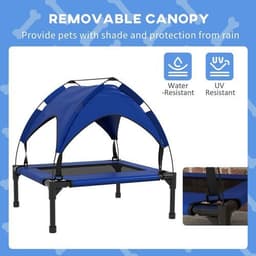 image-PawHut Cooling Raised Dog Bed w/ Breathable Mesh, for Mini, S Dogs - Dark Blue