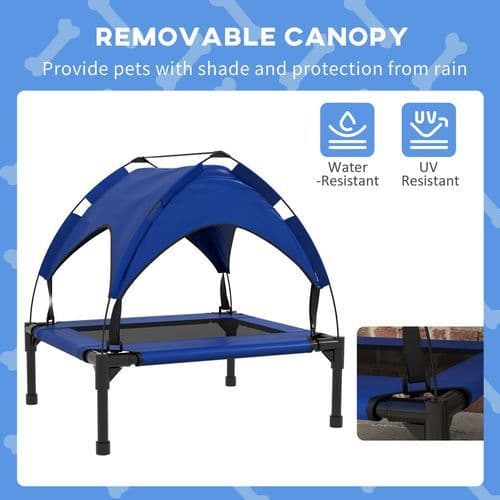 image-PawHut Cooling Raised Dog Bed w/ Breathable Mesh, for Mini, S Dogs - Dark Blue