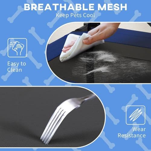 image-PawHut Cooling Raised Dog Bed w/ Breathable Mesh, for Mini, S Dogs - Dark Blue