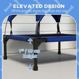 image-PawHut Cooling Raised Dog Bed w/ Breathable Mesh, for Mini, S Dogs - Dark Blue