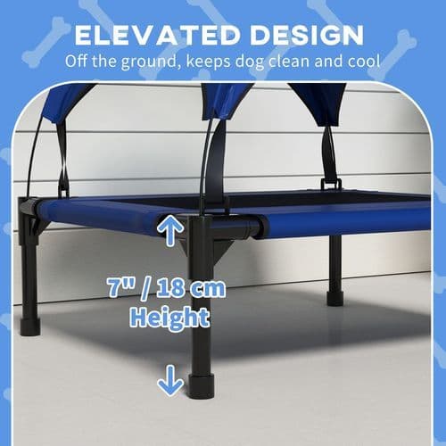 image-PawHut Cooling Raised Dog Bed w/ Breathable Mesh, for Mini, S Dogs - Dark Blue