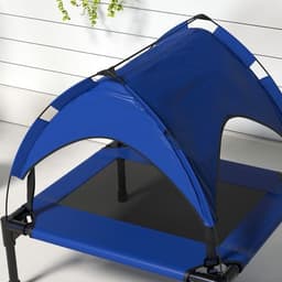image-PawHut Cooling Raised Dog Bed w/ Breathable Mesh, for Mini, S Dogs - Dark Blue