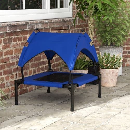 image-PawHut Cooling Raised Dog Bed w/ Breathable Mesh, for Mini, S Dogs - Dark Blue