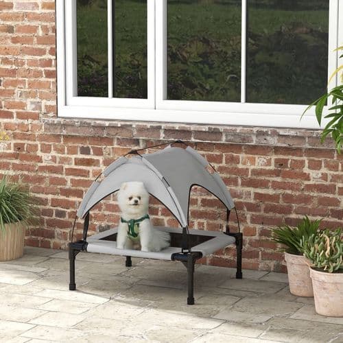 image-PawHut Cooling Raised Dog Bed w/ Breathable Mesh, for Mini, S Dogs - Dark Blue