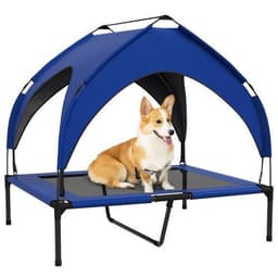 image-PawHut Cooling Raised Dog Bed w/ Breathable Mesh, for Mini, S Dogs - Dark Blue