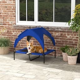 image-PawHut Cooling Raised Dog Bed w/ Breathable Mesh, for Mini, S Dogs - Dark Blue