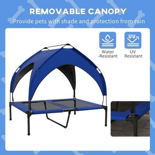 image-PawHut Cooling Raised Dog Bed w/ Breathable Mesh, for Mini, S Dogs - Dark Blue