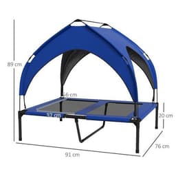 image-PawHut Cooling Raised Dog Bed w/ Breathable Mesh, for Mini, S Dogs - Dark Blue