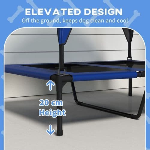image-PawHut Cooling Raised Dog Bed w/ Breathable Mesh, for Mini, S Dogs - Dark Blue