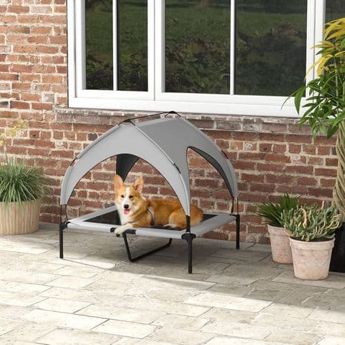 image-PawHut Cooling Raised Dog Bed w/ Breathable Mesh, for Mini, S Dogs - Dark Blue