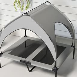 image-PawHut Cooling Raised Dog Bed w/ Breathable Mesh, for Mini, S Dogs - Dark Blue