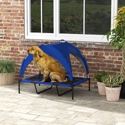 image-PawHut Cooling Raised Dog Bed w/ Breathable Mesh, for Mini, S Dogs - Dark Blue