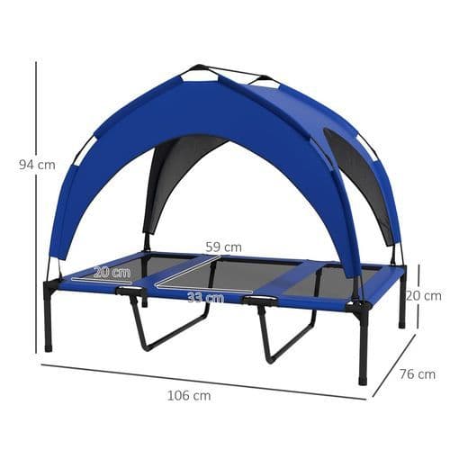 image-PawHut Cooling Raised Dog Bed w/ Breathable Mesh, for Mini, S Dogs - Dark Blue