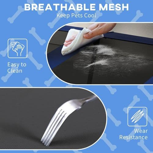 image-PawHut Cooling Raised Dog Bed w/ Breathable Mesh, for Mini, S Dogs - Dark Blue