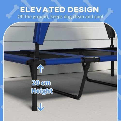 image-PawHut Cooling Raised Dog Bed w/ Breathable Mesh, for Mini, S Dogs - Dark Blue