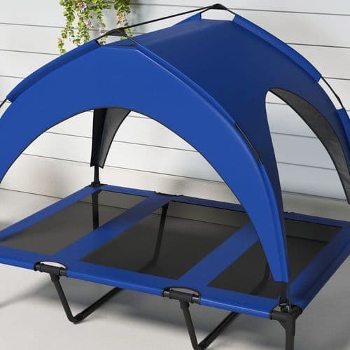 image-PawHut Cooling Raised Dog Bed w/ Breathable Mesh, for Mini, S Dogs - Dark Blue