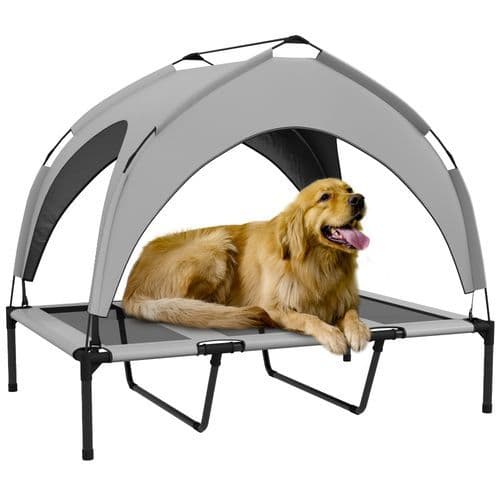 image-PawHut Cooling Raised Dog Bed w/ Breathable Mesh, for Mini, S Dogs - Dark Blue