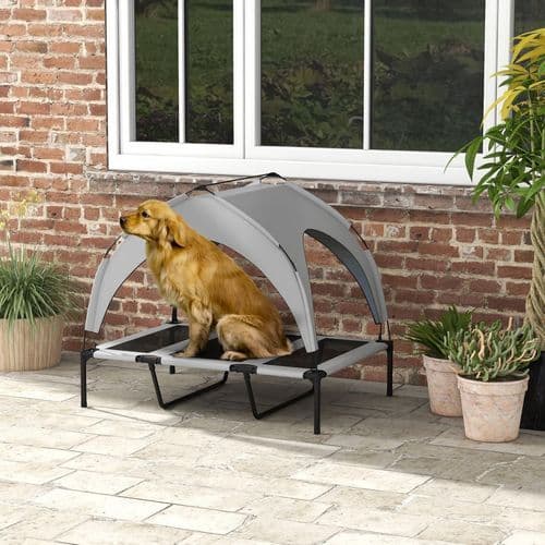 image-PawHut Cooling Raised Dog Bed w/ Breathable Mesh, for Mini, S Dogs - Dark Blue