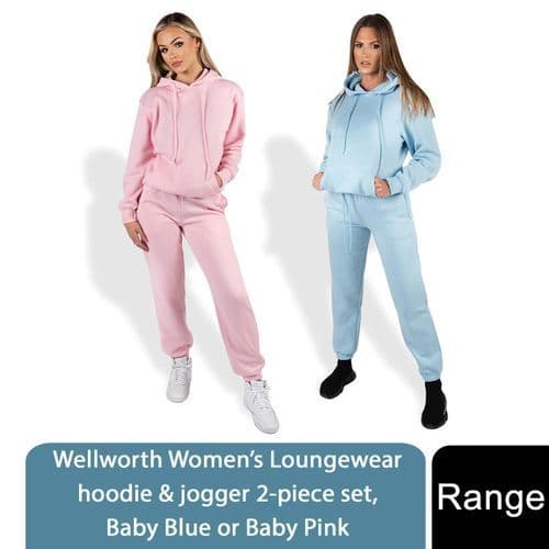 image-Wellworth Women's Loungewear Hoodie & Jogger 2pcs Set, Baby Blue or Baby Pink
