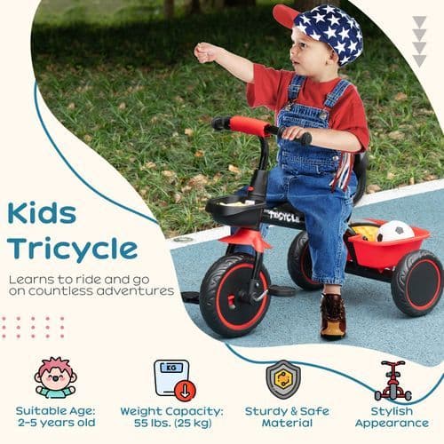 image-AIYAPLAY Kids Trike for 2 to 5 Years with Adjustable Seat, Baskets