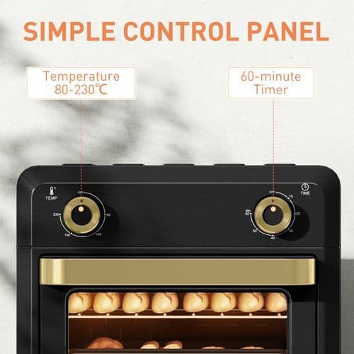 image-HOMCOM 10L Air Fryer Oven, Electric Oven, Grill, Roast, Bake, 1000W