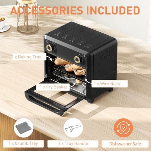 image-HOMCOM 10L Air Fryer Oven, Electric Oven, Grill, Roast, Bake, 1000W