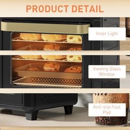 image-HOMCOM 10L Air Fryer Oven, Electric Oven, Grill, Roast, Bake, 1000W