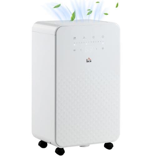 image-HOMCOM 12L/Day Protable Quiet Air Dehumidifier with Purifier, Timer, 5 Modes