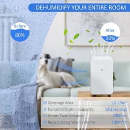 image-HOMCOM 12L/Day Protable Quiet Air Dehumidifier with Purifier, Timer, 5 Modes