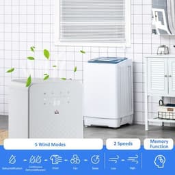 image-HOMCOM 12L/Day Protable Quiet Air Dehumidifier with Purifier, Timer, 5 Modes