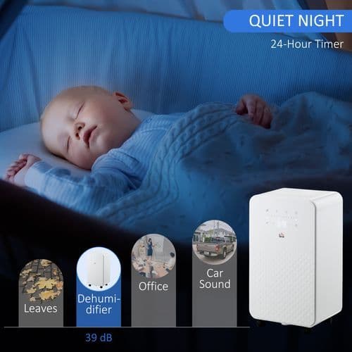 image-HOMCOM 12L/Day Protable Quiet Air Dehumidifier with Purifier, Timer, 5 Modes