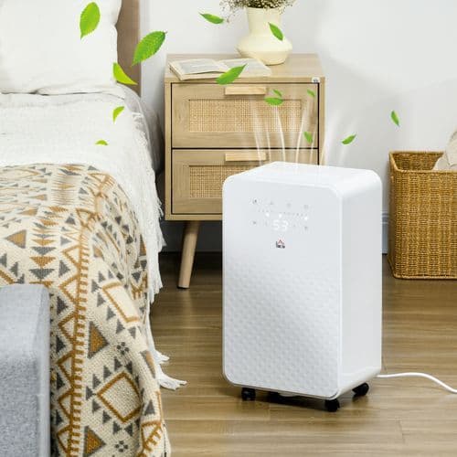 image-HOMCOM 12L/Day Protable Quiet Air Dehumidifier with Purifier, Timer, 5 Modes