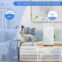 image-HOMCOM 12L/Day Protable Quiet Air Dehumidifier with Purifier, Timer, 5 Modes