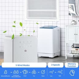 image-HOMCOM 12L/Day Protable Quiet Air Dehumidifier with Purifier, Timer, 5 Modes