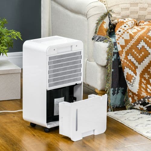 image-HOMCOM 12L/Day Protable Quiet Air Dehumidifier with Purifier, Timer, 5 Modes