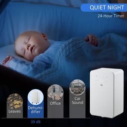 image-HOMCOM 12L/Day Protable Quiet Air Dehumidifier with Purifier, Timer, 5 Modes