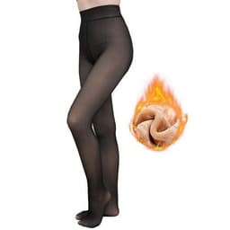 image-Fleece Lined Tights,Sheer Women Fake Translucent,Warm Pantyhose Leggings Sheer,Thick Tights for Winter,Colorful Warm Winter Thermal Tights for Outdoor(BLACK-2XL)(No shipments on weekends)