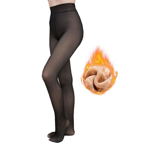 image-Fleece Lined Tights,Sheer Women Fake Translucent,Warm Pantyhose Leggings Sheer,Thick Tights for Winter,Colorful Warm Winter Thermal Tights for Outdoor(BLACK-2XL)(No shipments on weekends)