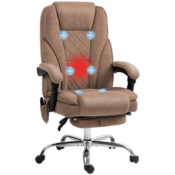 image-Vinsetto Massage Office Chair - Black Heated Reclining Velvet