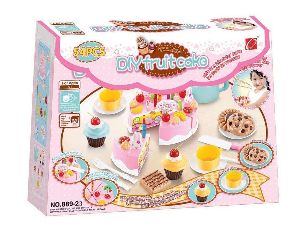 image-SOKA 54pc Birthday Cream Cake Kids Childrens Pretend Play Party Cake Set