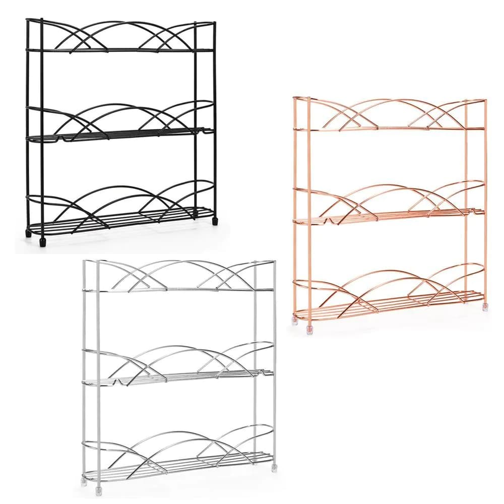 image-Spice Rack 3 Tiers - Kitchen Shelf Organiser for Jars Bottles Space Saving Storage